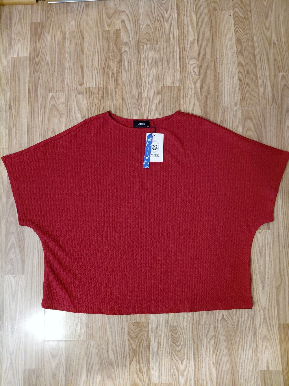 NWT Sz 3XL Cider Red Rib-Knit Dolman Sleeve Top